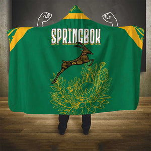 South Africa Springboks Hooded Blanket with Tribal Antelope Design and Floral Accents