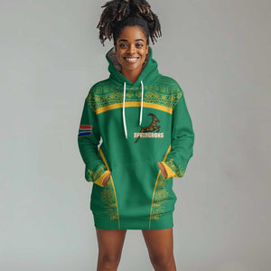 South Africa Springboks Hoodie Dress with Tribal Antelope Design and Floral Accents