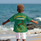 South Africa Springboks Kid Hawaiian Shirt with Tribal Antelope Design and Floral Accents