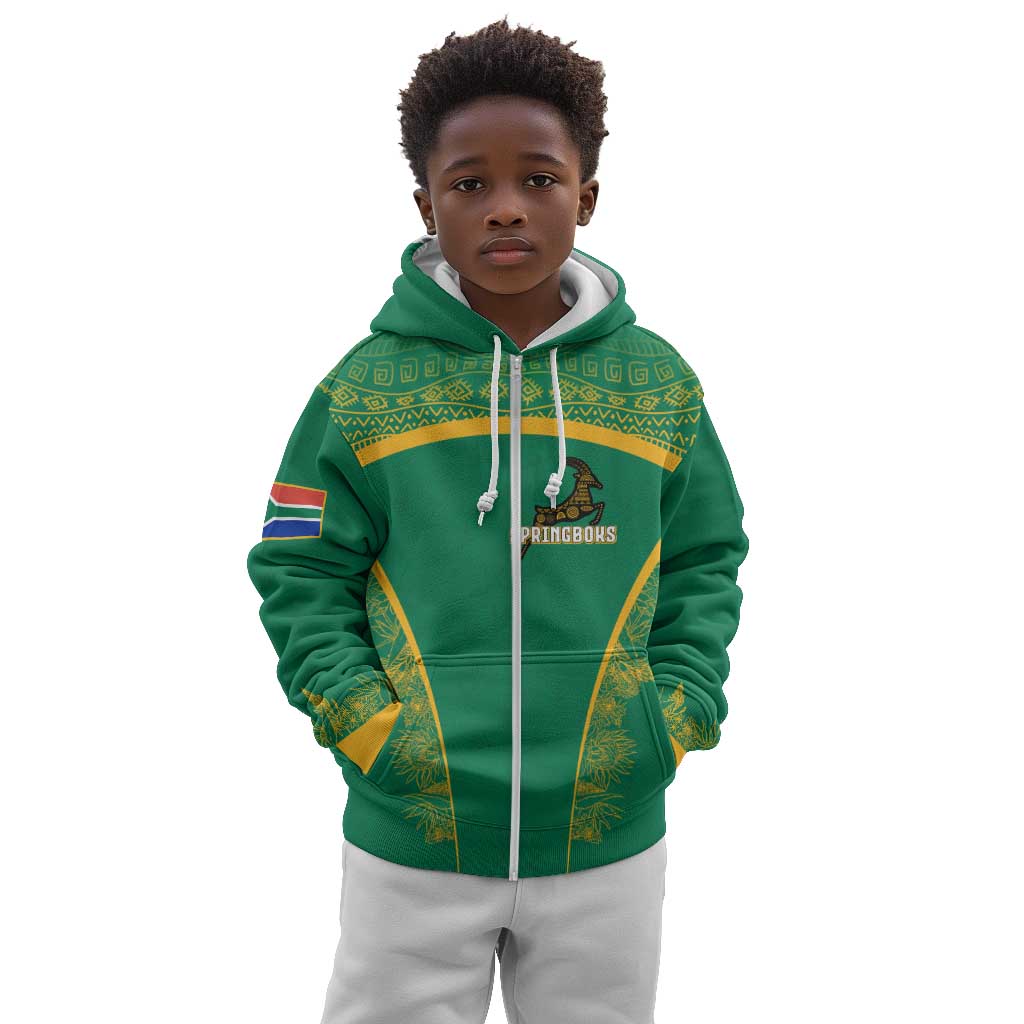 South Africa Springboks Kid Hoodie with Tribal Antelope Design and Floral Accents