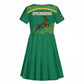 South Africa Springboks Kid Short Sleeve Dress with Tribal Antelope Design and Floral Accents