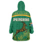 South Africa Springboks Kid Wearable Blanket Hoodie with Tribal Antelope Design and Floral Accents