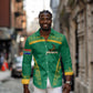 South Africa Springboks Long Sleeve Button Shirt with Tribal Antelope Design and Floral Accents
