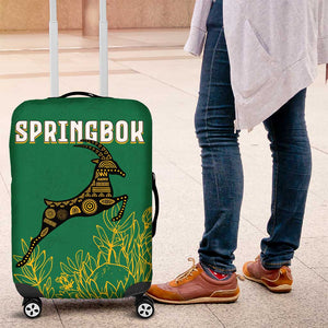 South Africa Springboks Luggage Cover with Tribal Antelope Design and Floral Accents