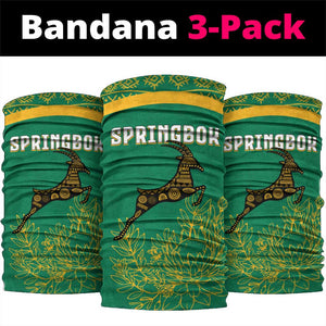 South Africa Springboks Neck Gaiter Tribal Antelope Design and Floral Accents TS04