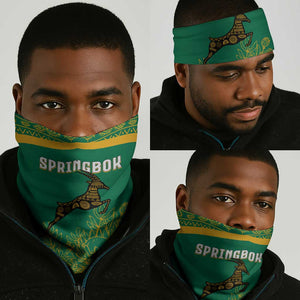 South Africa Springboks Neck Gaiter Tribal Antelope Design and Floral Accents TS04