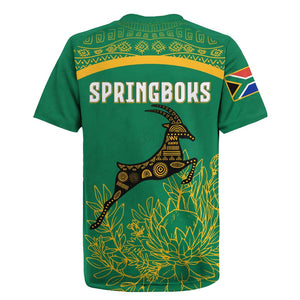 South Africa Springboks Rugby Jersey with Tribal Antelope Design and Floral Accents