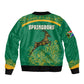 South Africa Springboks Sleeve Zip Bomber Jacket with Tribal Antelope Design and Floral Accents