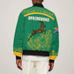 South Africa Springboks Sleeve Zip Bomber Jacket with Tribal Antelope Design and Floral Accents