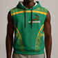 South Africa Springboks Sleeveless Hoodie with Tribal Antelope Design and Floral Accents - African Pride