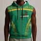 South Africa Springboks Sleeveless Zip Hoodie with Tribal Antelope Design and Floral Accents - African Pride