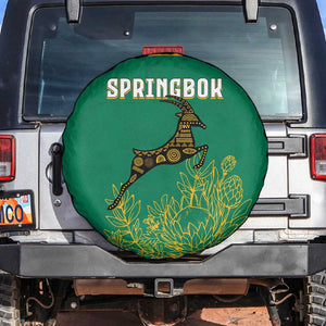 South Africa Springboks Spare Tire Cover with Tribal Antelope Design and Floral Accents