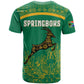South Africa Springboks T shirt with Tribal Antelope Design and Floral Accents