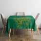 South Africa Springboks Tablecloth with Tribal Antelope Design and Floral Accents