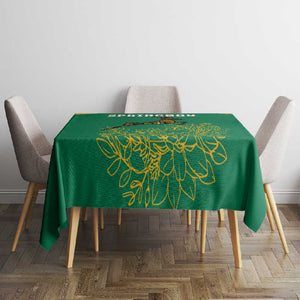 South Africa Springboks Tablecloth with Tribal Antelope Design and Floral Accents