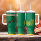South Africa Springboks Tumbler With Handle with Tribal Antelope Design and Floral Accents