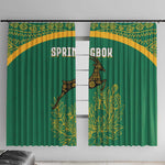 South Africa Springboks Window Curtain with Tribal Antelope Design and Floral Accents