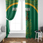 South Africa Springboks Window Curtain with Tribal Antelope Design and Floral Accents