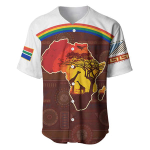 African Sunset Baseball Jersey Tribal Pattern Continent Silhouette - Rainbow Arc Safari Scene