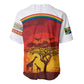 African Sunset Baseball Jersey Tribal Pattern Continent Silhouette - Rainbow Arc Safari Scene