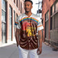 African Sunset Baseball Jersey Tribal Pattern Continent Silhouette - Rainbow Arc Safari Scene