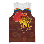 African Sunset Basketball Jersey Tribal Pattern Continent Silhouette - Rainbow Arc Safari Scene - African Pride
