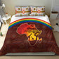 African Sunset Bedding Set Tribal Pattern Continent Silhouette - Rainbow Arc Safari Scene