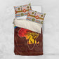 African Sunset Bedding Set Tribal Pattern Continent Silhouette - Rainbow Arc Safari Scene