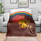 African Sunset Blanket Tribal Pattern Continent Silhouette - Rainbow Arc Safari Scene