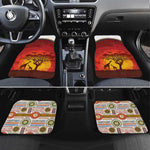 African Sunset Car Mats Tribal Pattern Continent Silhouette - Rainbow Arc Safari Scene