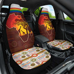 African Sunset Car Seat Cover Tribal Pattern Continent Silhouette - Rainbow Arc Safari Scene