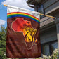 African Sunset Garden Flag Tribal Pattern Continent Silhouette - Rainbow Arc Safari Scene