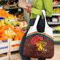 African Sunset Grocery Bag Tribal Pattern Continent Silhouette - Rainbow Arc Safari Scene