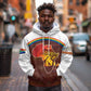African Sunset Hoodie Tribal Pattern Continent Silhouette - Rainbow Arc Safari Scene