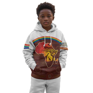 African Sunset Kid Hoodie Tribal Pattern Continent Silhouette - Rainbow Arc Safari Scene