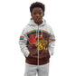 African Sunset Kid Hoodie Tribal Pattern Continent Silhouette - Rainbow Arc Safari Scene
