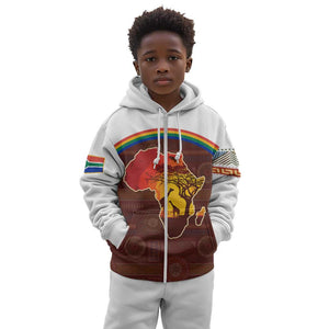 African Sunset Kid Hoodie Tribal Pattern Continent Silhouette - Rainbow Arc Safari Scene