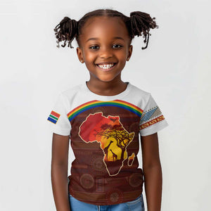 African Sunset Kid T shirt Tribal Pattern Continent Silhouette - Rainbow Arc Safari Scene
