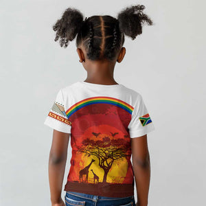 African Sunset Kid T shirt Tribal Pattern Continent Silhouette - Rainbow Arc Safari Scene