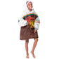 African Sunset Kid Wearable Blanket Hoodie Tribal Pattern Continent Silhouette - Rainbow Arc Safari Scene
