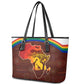 African Sunset Leather Tote Bag Tribal Pattern Continent Silhouette - Rainbow Arc Safari Scene