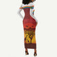 African Sunset Long Sleeve Bodycon Dress Tribal Pattern Continent Silhouette - Rainbow Arc Safari Scene TS04