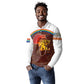 African Sunset Long Sleeve Polo Shirt Tribal Pattern Continent Silhouette - Rainbow Arc Safari Scene