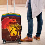 African Sunset Luggage Cover Tribal Pattern Continent Silhouette - Rainbow Arc Safari Scene
