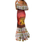 African Sunset Mermaid Dress Tribal Pattern Continent Silhouette - Rainbow Arc Safari Scene