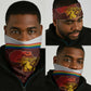 African Sunset Neck Gaiter Tribal Pattern Continent Silhouette - Rainbow Arc Safari Scene TS04