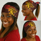 African Sunset Neck Gaiter Tribal Pattern Continent Silhouette - Rainbow Arc Safari Scene TS04