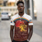 African Sunset Polo Shirt Tribal Pattern Continent Silhouette - Rainbow Arc Safari Scene