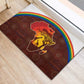 African Sunset Rubber Doormat Tribal Pattern Continent Silhouette - Rainbow Arc Safari Scene