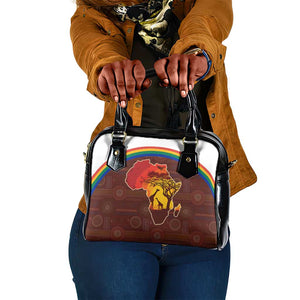 African Sunset Shoulder Handbag Tribal Pattern Continent Silhouette - Rainbow Arc Safari Scene